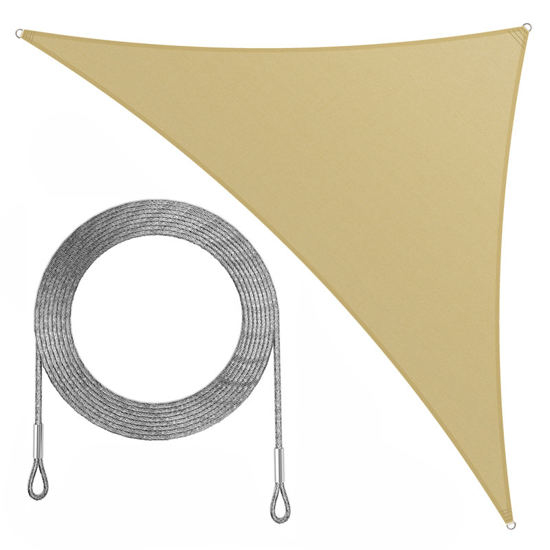 Toile d'ombrage triangulaire, Beige sable, 24 pi x 24 pi x 33,9 pi