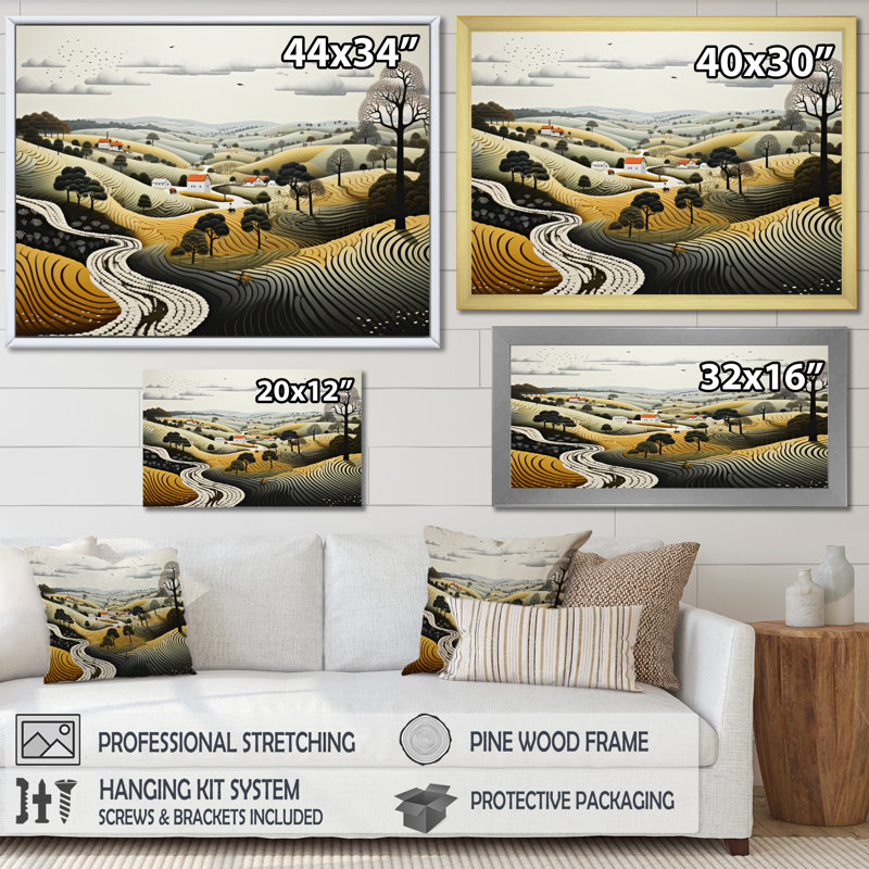 Farm Farm - Impression sur toile, H 12 po x l 20 po x P 1 po, Encadrement doré
