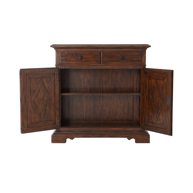 Mahogany Brown Wood Accent Cabinet with Adjustable Shelving