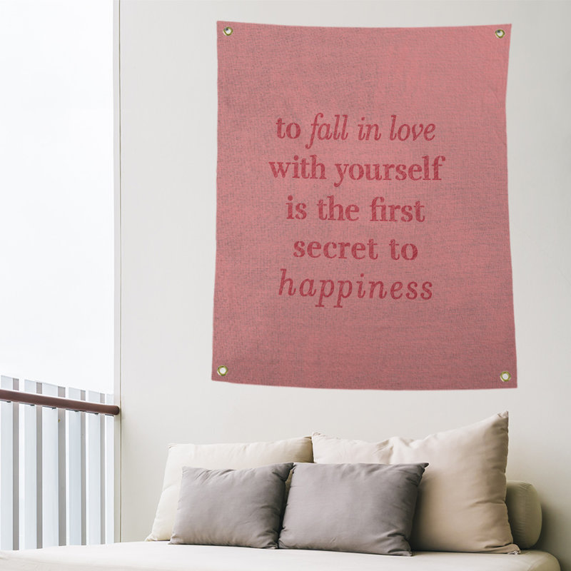 Tapisserie en polyester à la main vous aimera, H 36 po x l 26 po, Rouge