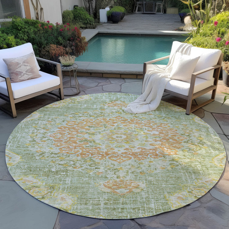 Machine Washable Indoor/Outdoor Claudian ACN1236 Aloe Rug