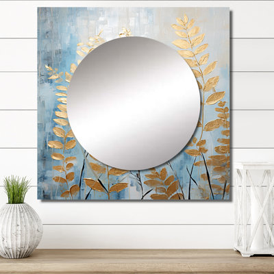 Art mural en miroir Cozzie - Fougères bleues et dorées Breeze Symphony I