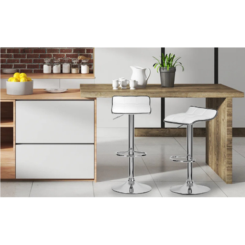 Chrome Plated Steel Bar Stool, White