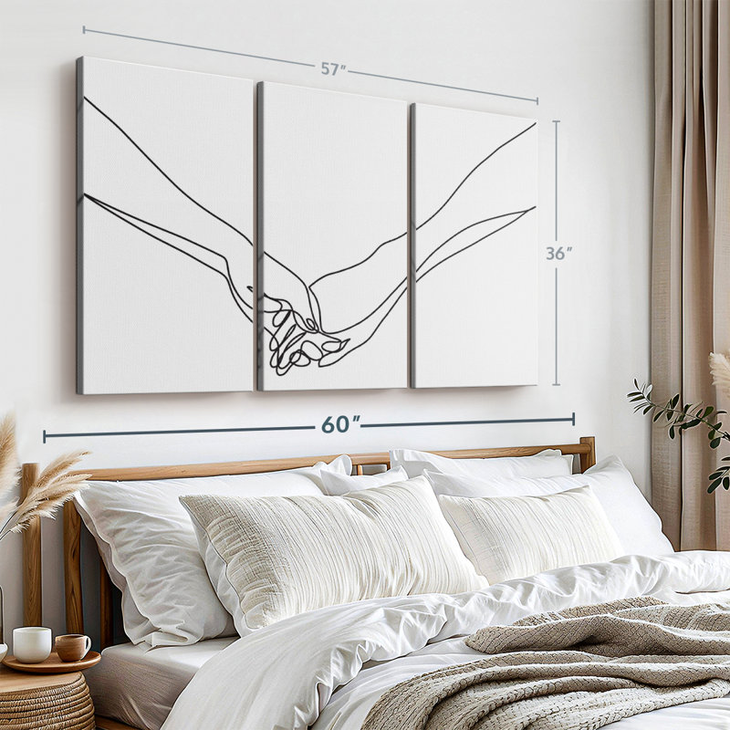 "Couple tenant la main" sur toile, H 36 po x l 57 po x P 1,25 po