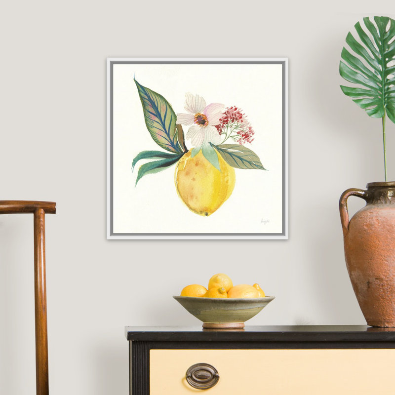 " Citrus Summer IV " by Kristy Rice Painting Print, 22" H x 22" W x 1.75" D, White Floating Frame Canvas
