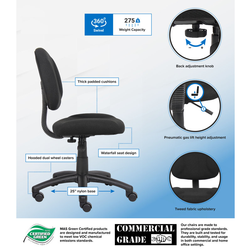Task Chair, Black Tweed, Not Included