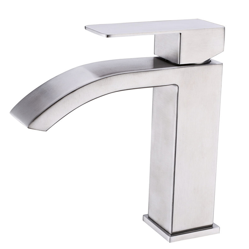 Robinet de meuble-lavabo en cascade noir mat - commande à une poignée, bec rectangulaire, rouille, lavabo de construction fiable avec