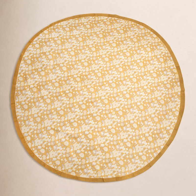 Bryssa Tablecloth - Round, 90" x 90", Mustard/Gray