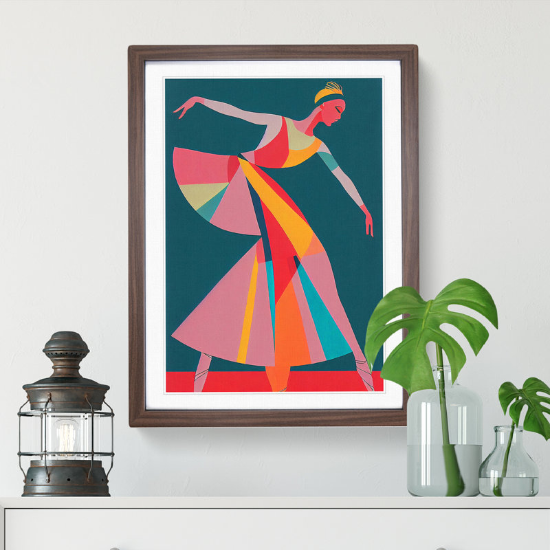 Pop Art Ballerina No.4 - Single Picture Frame Print, 64cm H x 46cm W, Walnut