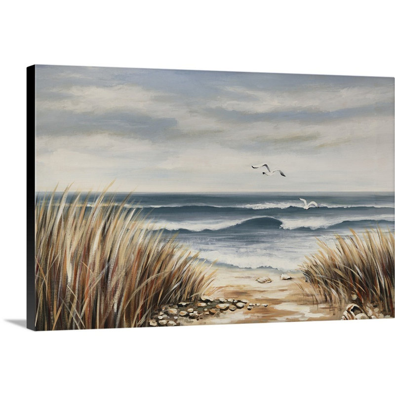 « seascape beach », peinture sur toile, Toile tendue, H 12 po x l 18 po x p 1,25 po