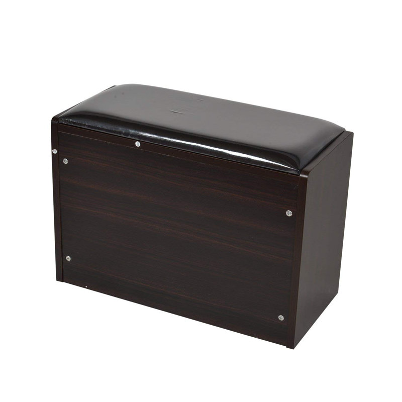 Solid + Manufactured Wood Accent Stool, Dark Walnut/White 