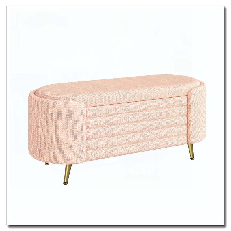 Banc de rangement rembourré Modern, Rose