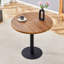Table de salle à manger ronde 31,5 pouces à grain de bois foncé - texture annulaire moulée par aspiration, durable et résistante à l'eau.