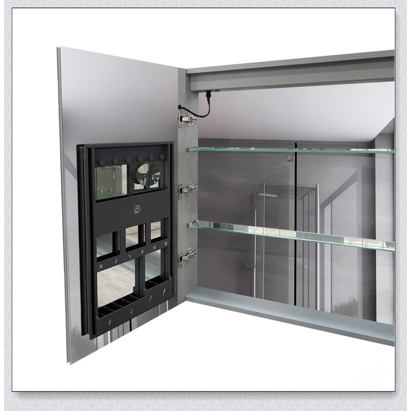 Armoire à pharmacie à bords biseautés sans cadre de l 24 po x H 36 po, rangement spacieux et charnières à fermeture douce pour les salles de bain modernes