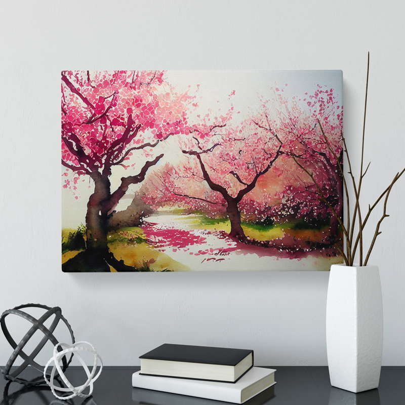 Interesting Cherry Blossom Trees - Wrapped Canvas, 35cm H x 50cm W x 3cm D