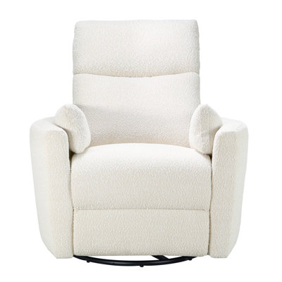 Lottie Cream Boucle Swivel Glider Recliner for Nursery