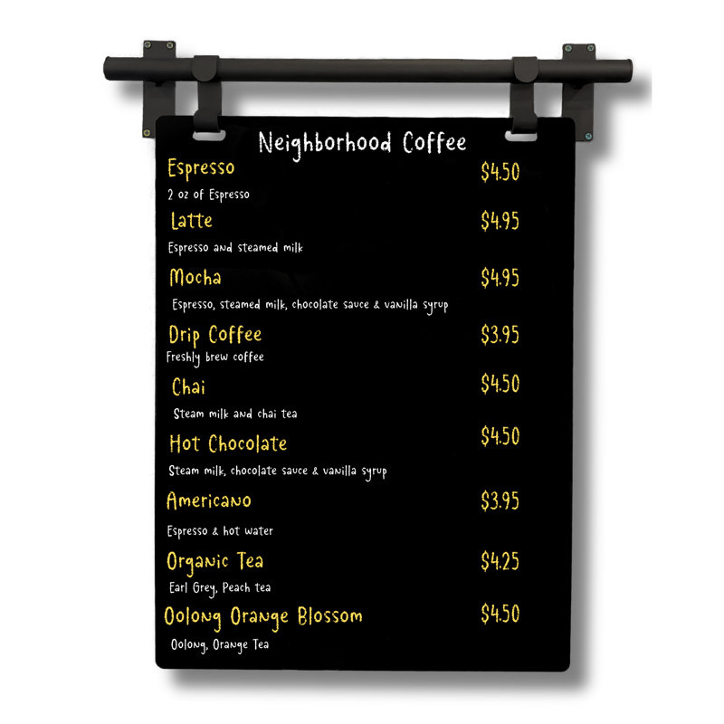 Contemporary Style Hanging Menu Magnetic Chalkboard 22X28 Sign (Frame/Board), Black
