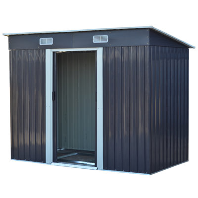 4x8FT Metal Pent Roof Garden Tool Shed