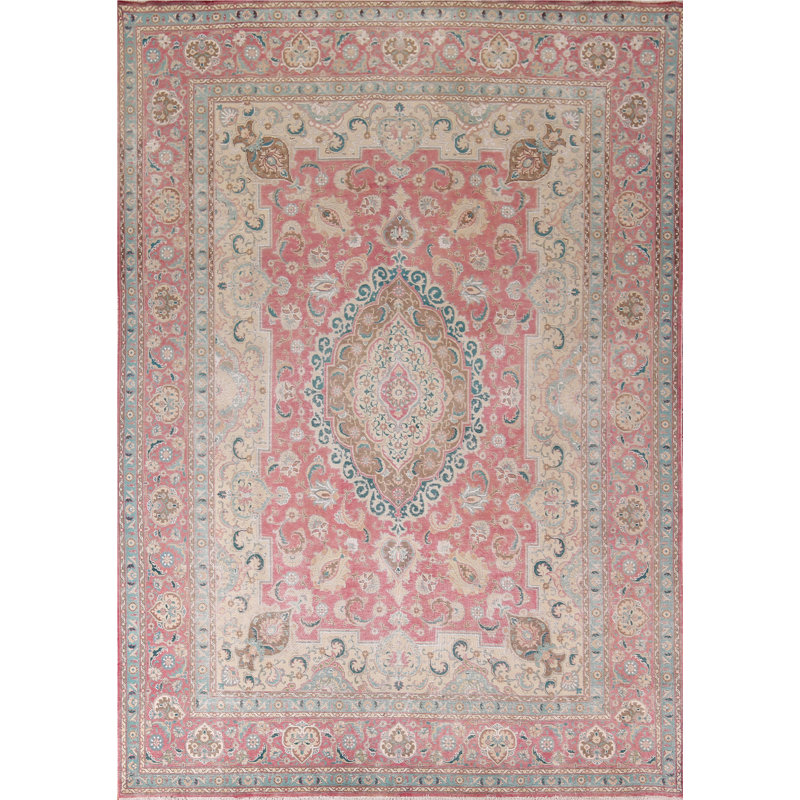 Tapis traditionnel rétro rose 10 x 13