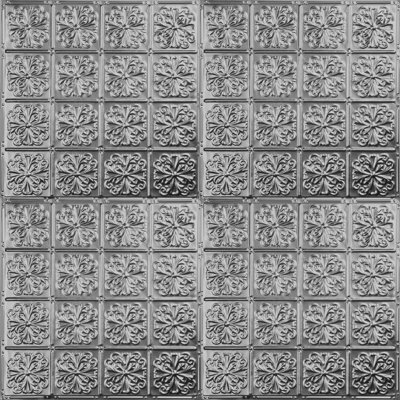 American Tin Ceilings Pattern 2' x 2' (24" x 24") Metal Tin Tiles with Backsplash Kit - Floral Design with a Parisian Art Deco influence (Set of 5 - Covers 20 Sq ft)