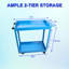 Chariot à outils sur roulettes, chariot utilitaire en acier robuste avec roues verrouillables, chariot de service industriel d'une capacité de 400 lb pour garage, entrepôt, atelier (bleu vif à deux couches)