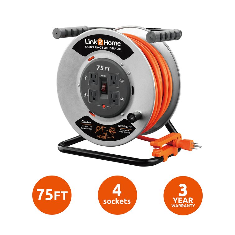  Link2Home Contractor Grade Metal Cord Reel 75 ft