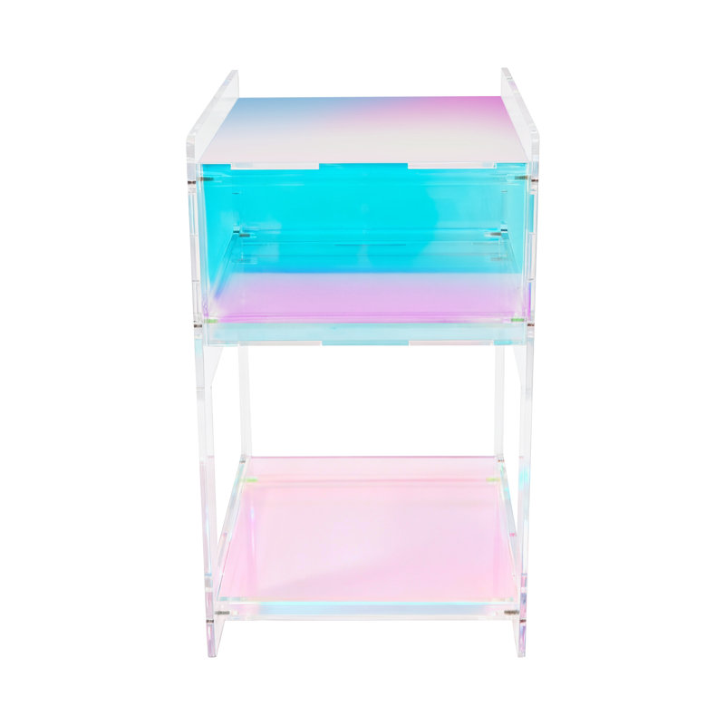 Modern 20" Acrylic 3-Tier End Table - Minimalist Nightstand & Side Table, Colorful