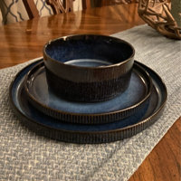 Gracie Oaks Paytan Stoneware Dinnerware Sets, 12-Piece Dish Set Gracie Oaks Color: Smoky Blue