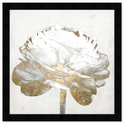 «Gold and Light Floral II» blanc - peinture encadrée sur papier
