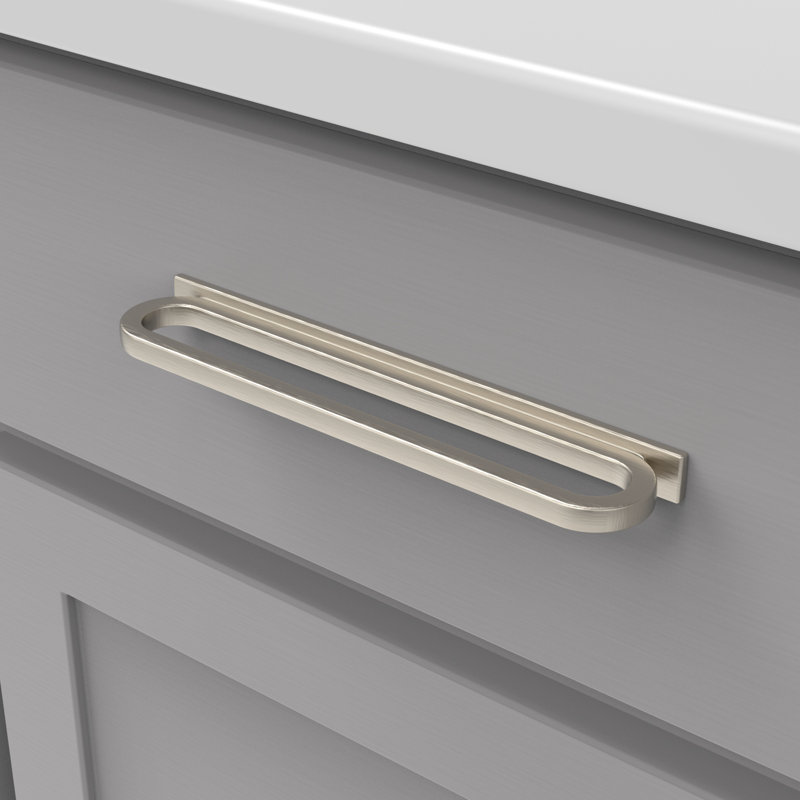 Corsa Collection Designer Pull  - Contemporary Hardware for Drawers & Cabinets, 5 3/50", Satin Nickel