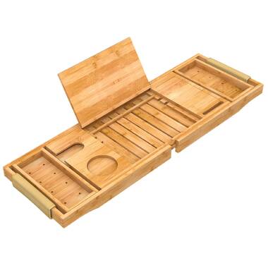 Gardner Bamboo Bathtub Tray - Wood Bath Caddy with Extended Sides for Bath  Accessories