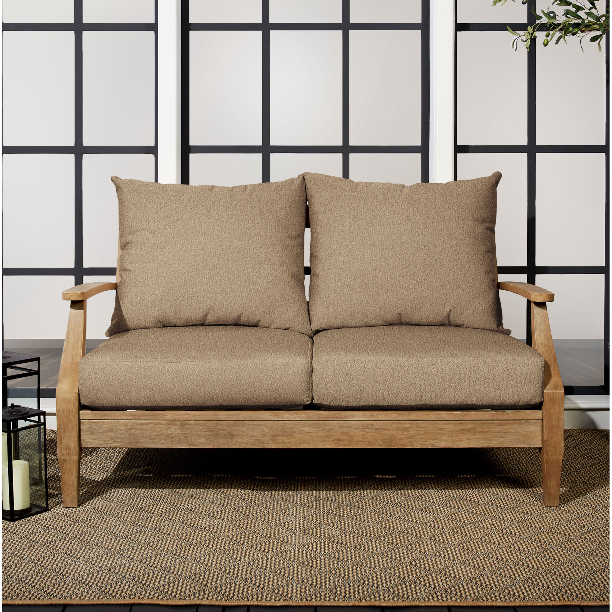 Maelynn Outdoor Loveseat, 25 in x 25 in, Wheat