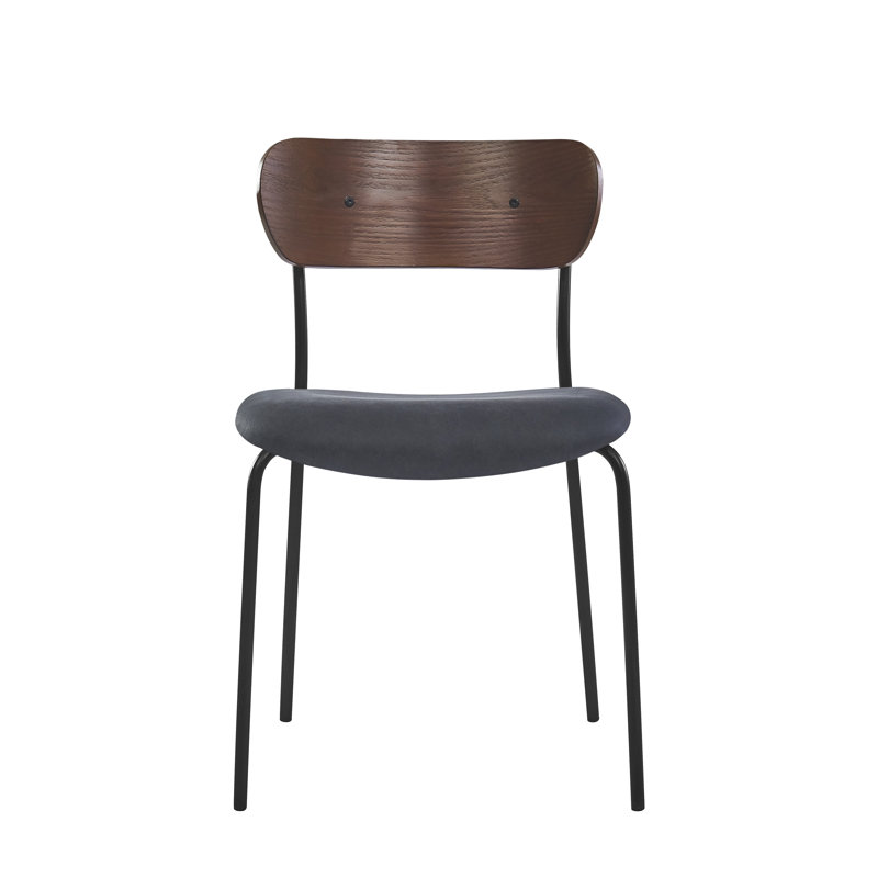 Ensemble de 2 chaises Newman en métal et similicuir noir avec dossier en bois Newman