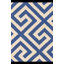 Tapis bleu / ivoire géométrique en laine crocheté à la main-16363710