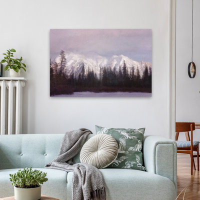 Montagne au lever du soleil paysage montagne arbre peinture réalisme Art Nature Art contemporain