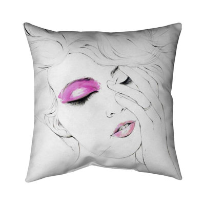 Pink makeup - 18"x18" Throw pillow - Poly twill - Print on demand