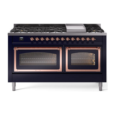 ILVE Nostalgie II Noblesse 60 in Dual Fuel Range, 9 Burner, Griddle