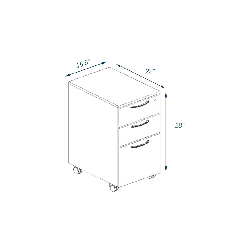 My-Hite Manufactured Wood Vertical Filing Cabinet with 3 Drawers, Secure Interlocks, Durable Casters, Walnut