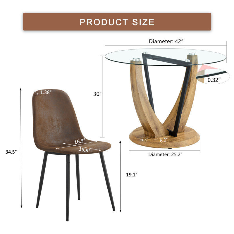 Ensemble de table ronde, Brun, 5
