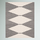 Kaden Handmade Contemporary Diamond Striped Wool Ivory/Black Rug
