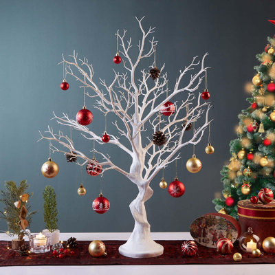 Centre de table de 33 po en forme d'arbre de Pâques blanc - branches d'arbre de Manzanita pour décorations de Pâques, décoration de fête de mariage et d'anniversaire, présentoir de Pâques facile à assembler, idéal pour la décoration de table, de fêtes, de saison et d'événement