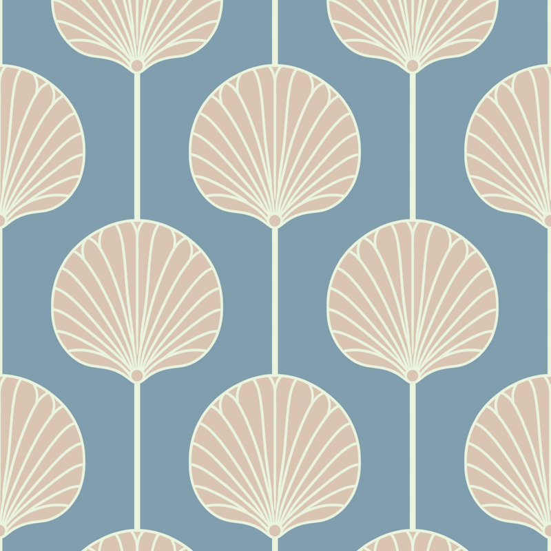 Deco Lily Large - Wallpaper, Blue, Premium Paper