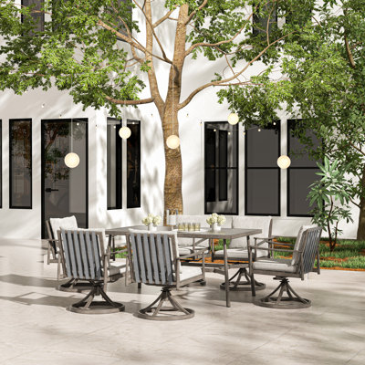 Mariene 6 - Person Patio Dining Set with Rectangular Table , Cushions Included
