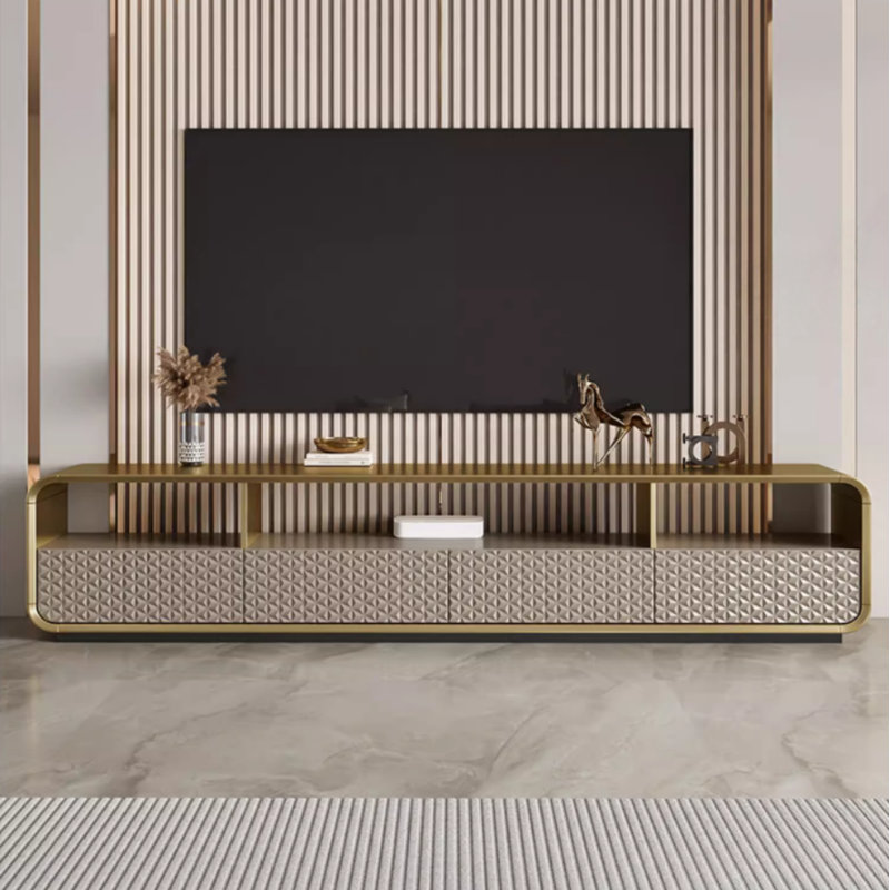 Meuble télé créatif et simple, Champagne, H 21,65 po x L 86,61 po x l 15,75 po