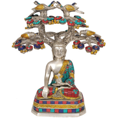 Le Bouddha sous l'arbre Bodhi (statue incrustée)