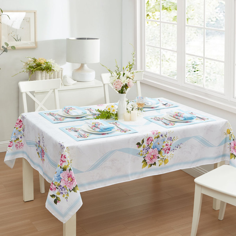 Odenton Rose Cottage Floral Engineered Tablecloth, 70''L x 52''W