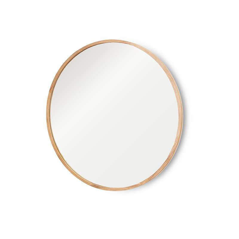 Miroir rond en bois naturel 40 pouces, 39,4 po x 39,4 po