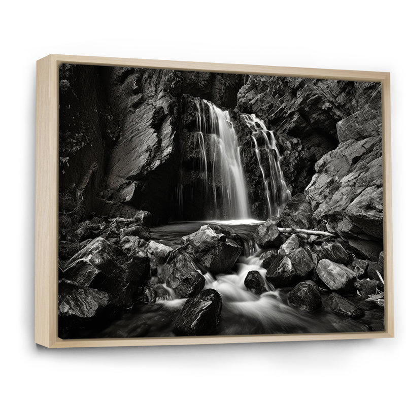 " Waterfall Cliff Scenery II ", Natural Floater Framed, 24" H x 32" W x 1" D