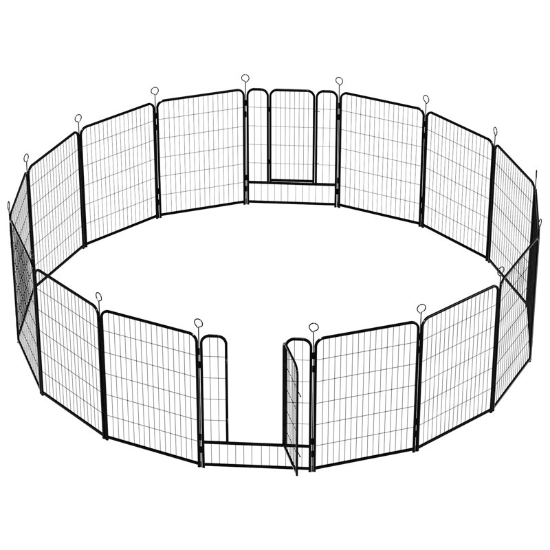 Parc pour chien 16 panneaux en métal, 40 po, très grand avec barrière autobloquante, robuste, réglable pour l'intérieur et l'extérieur, assemblage rapide, rouille,