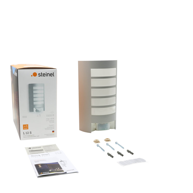 Outdoor Wall Light L 12 S with Motion Sensor E27 Aluminium, Silver